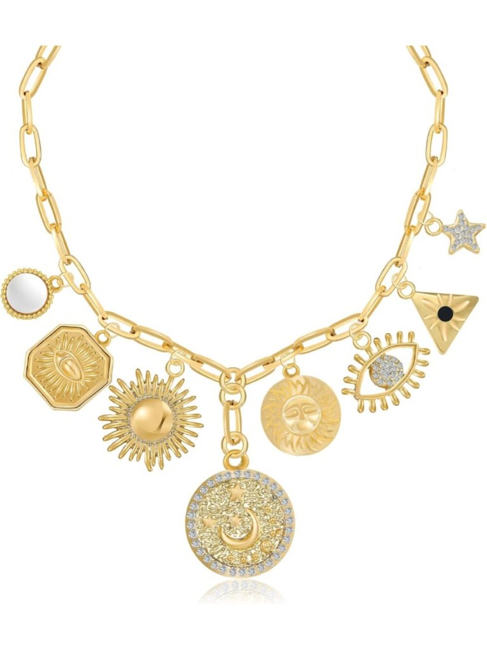 Trendy Dainty Gold Evil Eye Hamsa Hand Pendant Necklace - Lucky Charm Jewelry